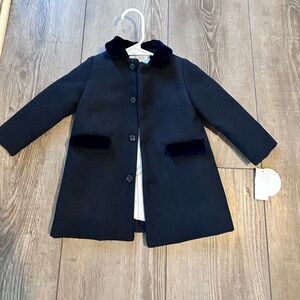 Edgehill Collection Navy Pea Coat with Velvet Accents